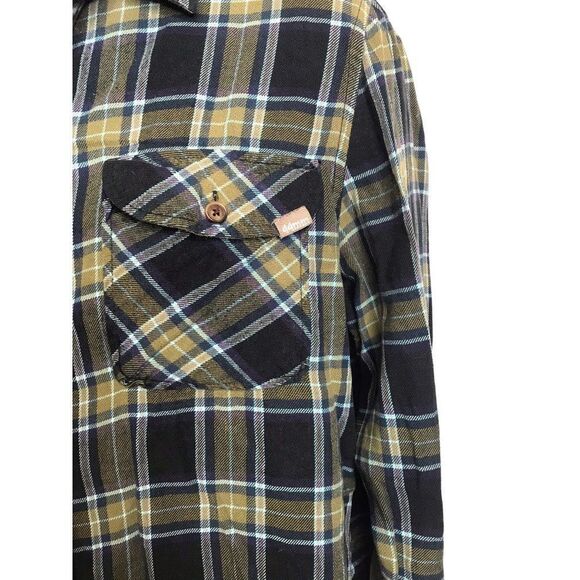 44MM Legendary Goods Flannel Shirt Sz M Plaid Button Down Long Sleeve Green Blue - Picture 4 of 7